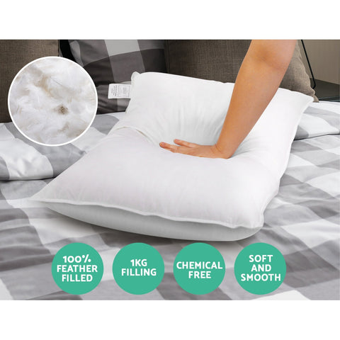 NNEDSZ Bedding Set of 2 Goose Feather and Down Pillow - White